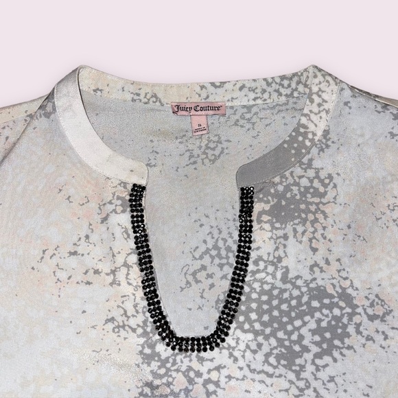 Juicy Couture Cold Shoulder Speckled V-Neck Balloon Sleeve Blouse Women’s Medium - Picture 2 of 8